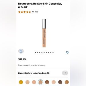 Nwt Neutrogena Radiant Healthy Skin Cream Consealer. Original Price $17.49